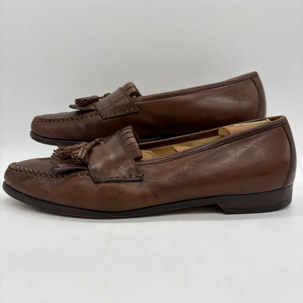 Johnston & Murphy Mens 13 Shoes Brown Leather Tassel Kiltie Dress Made in Italy